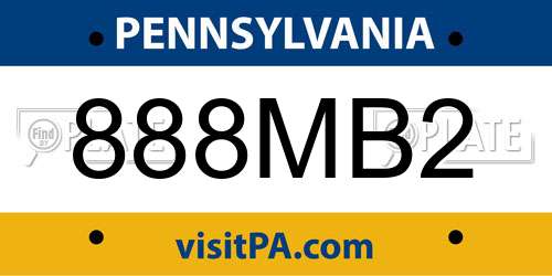 888MB2 Pennsylvania License Plate