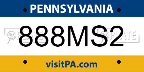 888MS2 Pennsylvania License Plate
