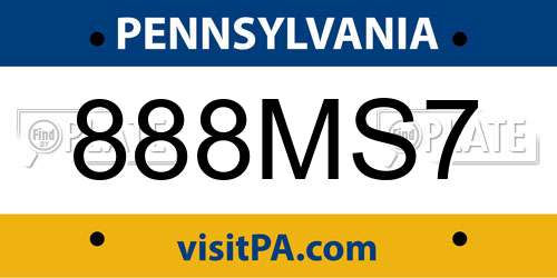 888MS7 Pennsylvania License Plate