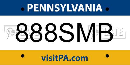 888SMB Pennsylvania License Plate