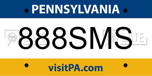 888SMS Pennsylvania License Plate