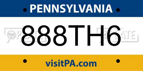 888TH6 Pennsylvania License Plate
