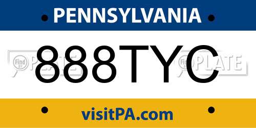 888TYC Pennsylvania License Plate