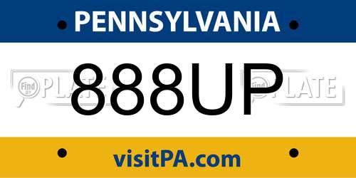 888UP Pennsylvania License Plate