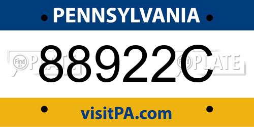 88922C Pennsylvania License Plate