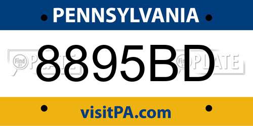 8895BD Pennsylvania License Plate