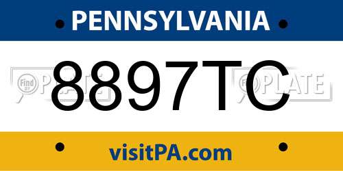 8897TC Pennsylvania License Plate