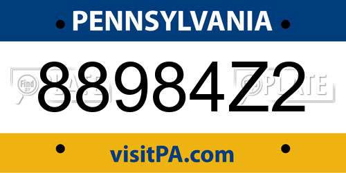 88984Z2 Pennsylvania License Plate