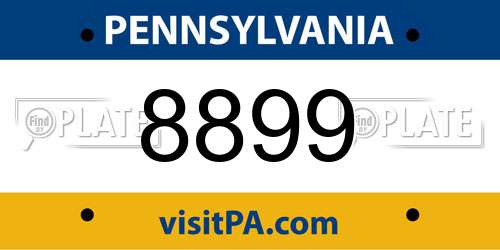 8899 Pennsylvania License Plate