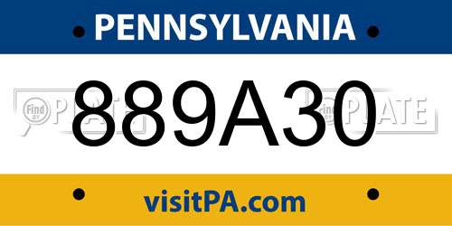 889A30 Pennsylvania License Plate