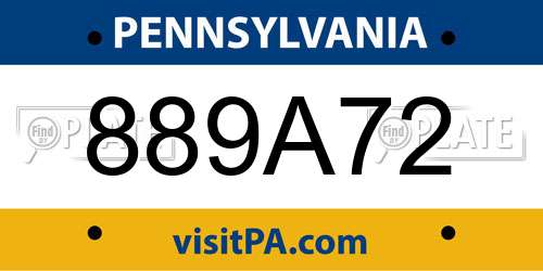 889A72 Pennsylvania License Plate