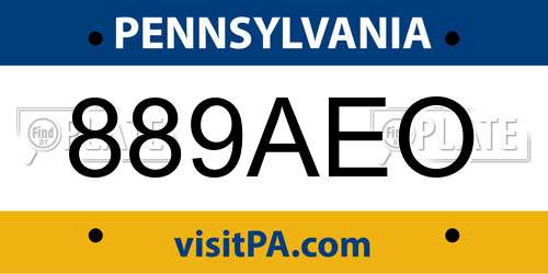 889AEO Pennsylvania License Plate