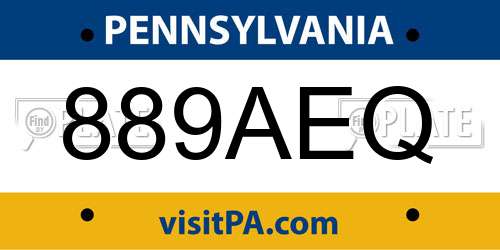 889AEQ Pennsylvania License Plate