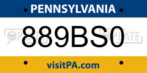 889BS0 Pennsylvania License Plate