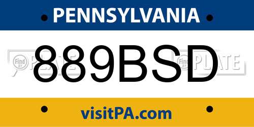 889BSD Pennsylvania License Plate