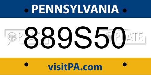 889S50 Pennsylvania License Plate