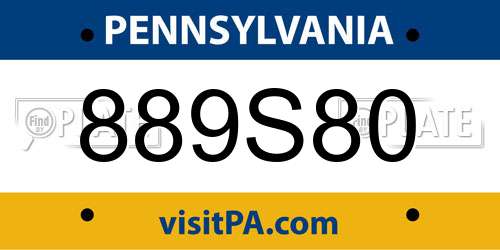 889S80 Pennsylvania License Plate