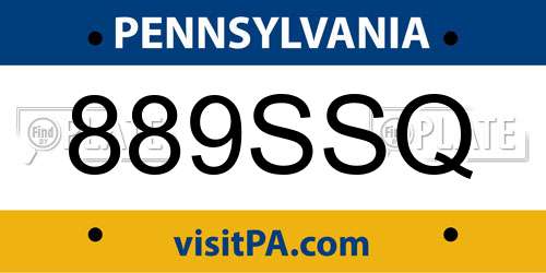 889SSQ Pennsylvania License Plate