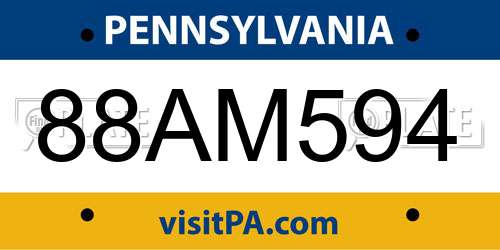 88AM594 Pennsylvania License Plate