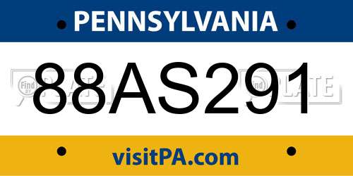 88AS291 Pennsylvania License Plate