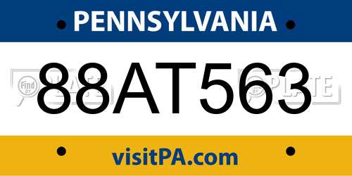 88AT563 Pennsylvania License Plate