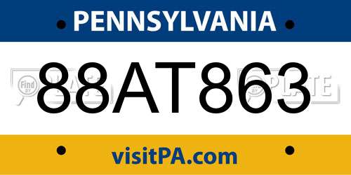 88AT863 Pennsylvania License Plate