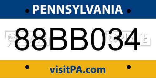 88BB034 Pennsylvania License Plate