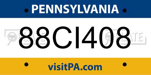 88CI408 Pennsylvania License Plate