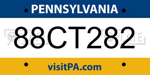 88CT282 Pennsylvania License Plate