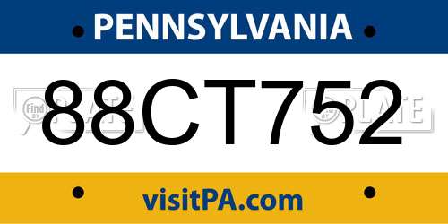88CT752 Pennsylvania License Plate