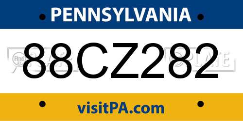 88CZ282 Pennsylvania License Plate