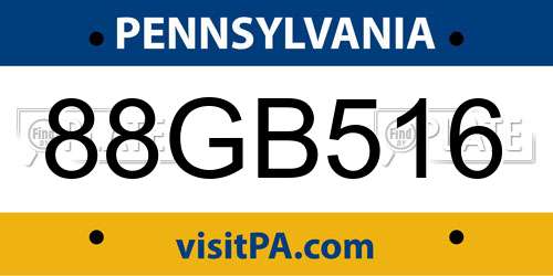 88GB516 Pennsylvania License Plate