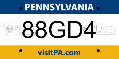 88GD4 Pennsylvania License Plate