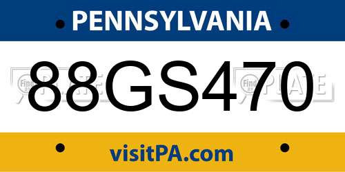 88GS470 Pennsylvania License Plate