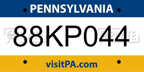 88KP044 Pennsylvania License Plate