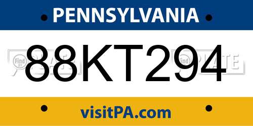 88KT294 Pennsylvania License Plate