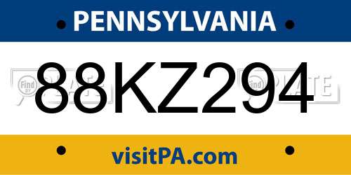 88KZ294 Pennsylvania License Plate