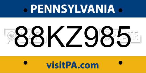 88KZ985 Pennsylvania License Plate