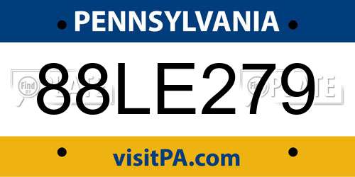 88LE279 Pennsylvania License Plate