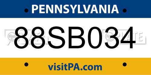 88SB034 Pennsylvania License Plate