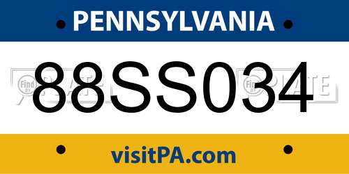 88SS034 Pennsylvania License Plate