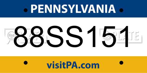 88SS151 Pennsylvania License Plate
