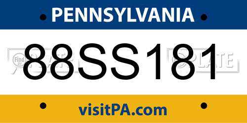 88SS181 Pennsylvania License Plate