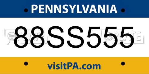 88SS555 Pennsylvania License Plate