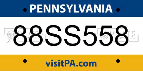 88SS558 Pennsylvania License Plate