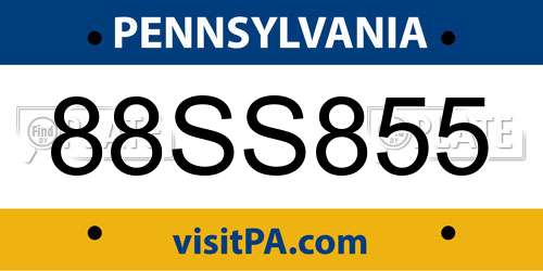 88SS855 Pennsylvania License Plate