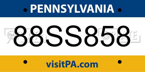 88SS858 Pennsylvania License Plate
