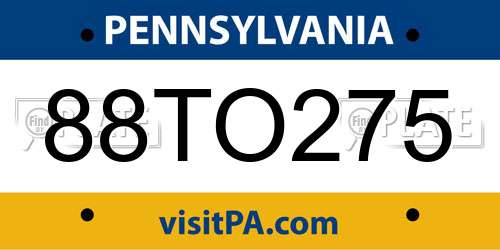 88TO275 Pennsylvania License Plate