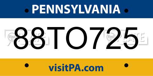 88TO725 Pennsylvania License Plate