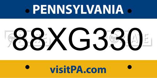 88XG330 Pennsylvania License Plate